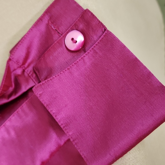 Kate Hill Vibrant Pink Satin Blazer/Shirt 100% Silk - Picture 8 of 9